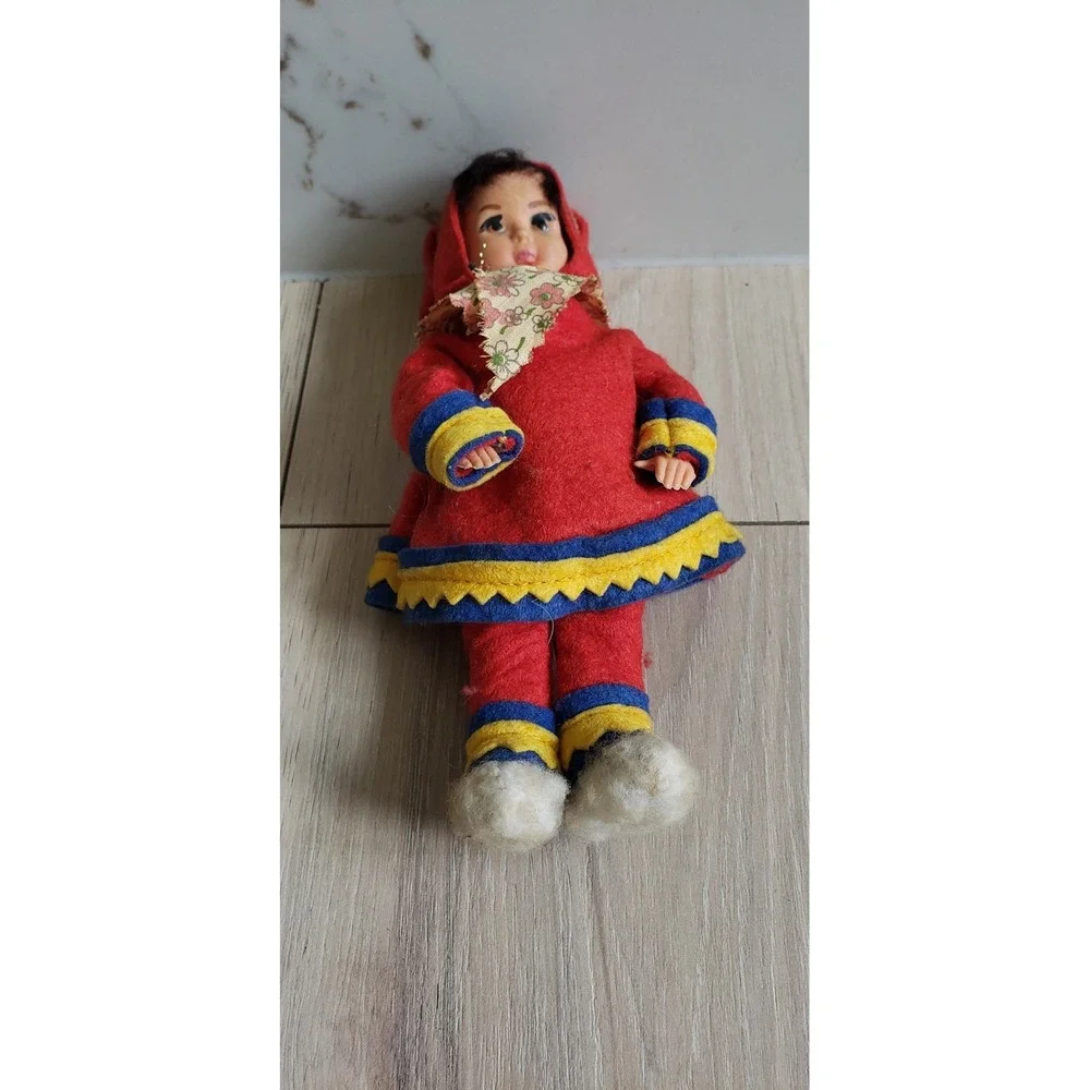 Vintage Scandinavian Souvenir Doll Felt‎ Costume Lapland Style 9 Inch